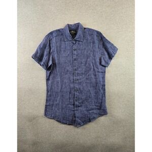 Rodd & Gunn Shirt Men S Blue Sports‎ Fit Linen Cotton Knit Short Sleeve Casual